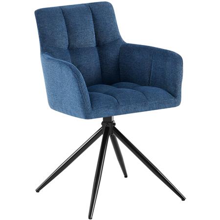 Cadeira de Visita KEMP, Design Moderno e Giratório, Pernas Metálicas, em Tecido, Cor Azul