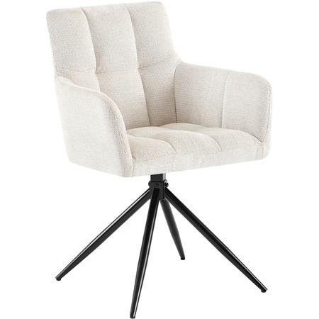 Cadeira de Visita KEMP, Design Moderno e Giratório, Pernas Metálicas, em Tecido, Cor Creme