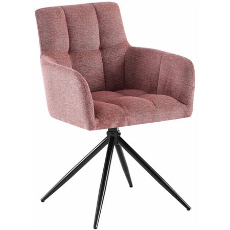 Cadeira de Visita KEMP, Design Moderno e Giratório, Pernas Metálicas, em Tecido, Cor Rosa