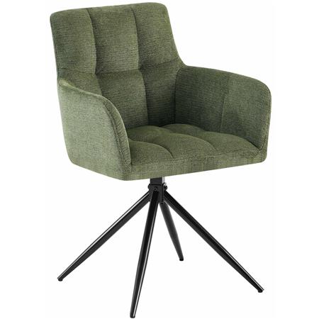 Cadeira de Visita KEMP, Design Moderno e Giratório, Pernas Metálicas, em Tecido, Cor Verde