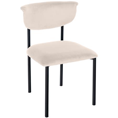 Cadeira de Visita TUCKER, Design Moderno, Estructura Metálica, em Veludo, Cor Creme