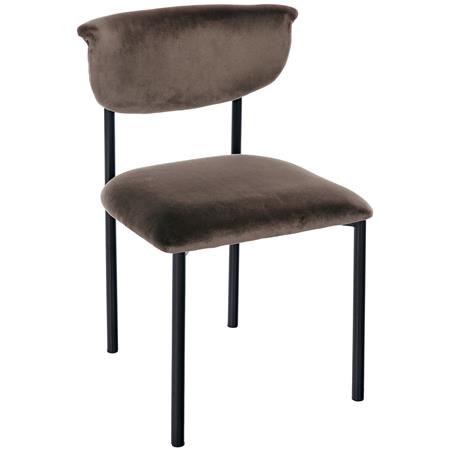 Cadeira de Visita TUCKER, Design Moderno, Estructura Metálica, em Veludo, Cor Castanho