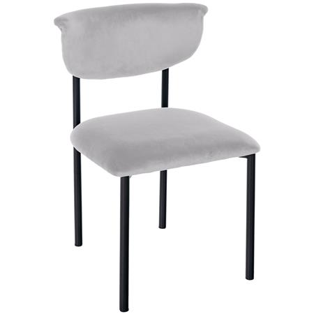 Cadeira de Visita TUCKER, Design Moderno, Estructura Metálica, em Veludo, Cor Cinzento Claro