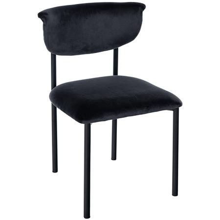 Cadeira de Visita TUCKER, Design Moderno, Estructura Metálica, em Veludo, Cor Preto