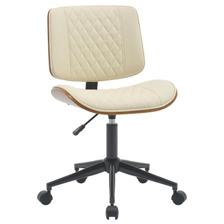 Cadeira de Escritório MARYEN, Design Elegante, Madeira, em Pele, em Creme