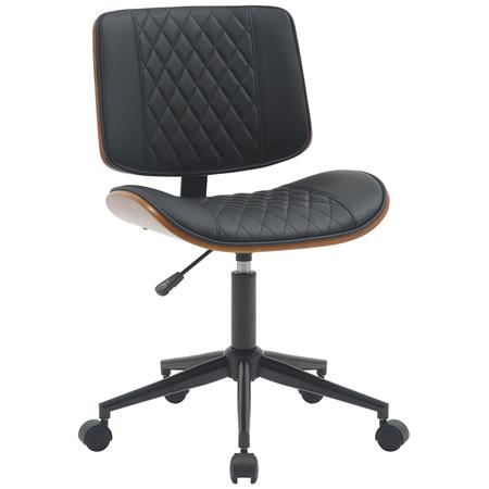 Cadeira de Escritório MARYEN, Design Elegante, Madeira, em Pele, em Preto
