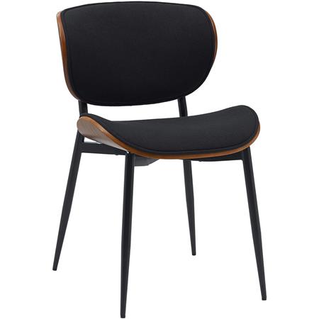 Cadeira de Visita BRONSON, Design Exclusivo, Estrutura de Madeira de Cor Nogueira, em Tecido de cor Preto