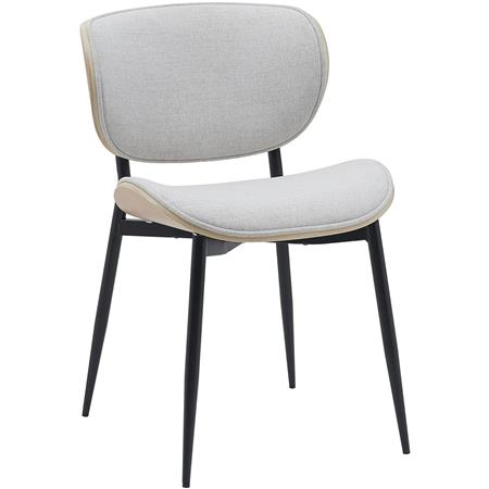 Cadeira de Visita BRONSON, Design Exclusivo, Estrutura de Madeira de Cor Carvalho, em Tecido de cor Creme