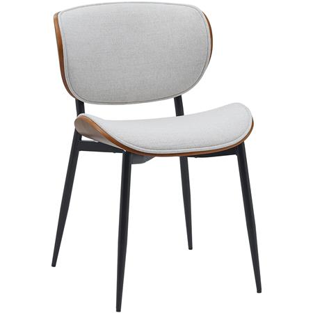 Cadeira de Visita BRONSON, Design Exclusivo, Estrutura de Madeira de Cor Nogueira, em Tecido de cor Creme