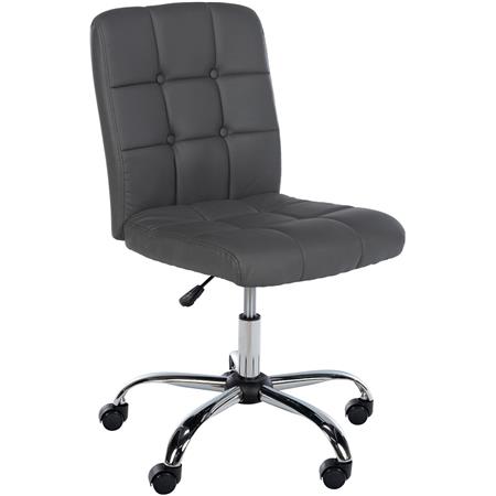 Cadeira de Escritório PARKER, Design Moderno Com Costuras Visíveis, Acolchoada, Em Pele, Cor Cinzento
