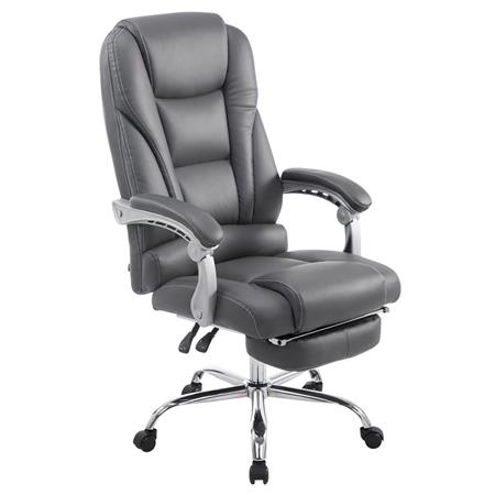 Poltrona de Escritório COMODITY, Acolchoado de Alta Densidade, Apoia Pés Extensível, em Pele Cinzenta