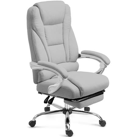 Poltrona de Escritório COMODITY PANO, Acolchoado de Alta Densidade, Apoia Pés Extensível, Cinza Claro