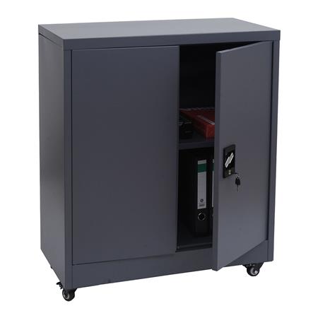 Armário Arquivador BRENTON, 98x40x80cm, com rodas, em aço, cor cinzento escuro