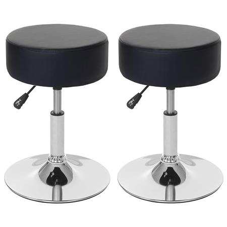 Lote de 2 Bancos de Trabalho DANKO, Giratório 360º, acolchoado grosso, base metálica, em pele de cor Preto