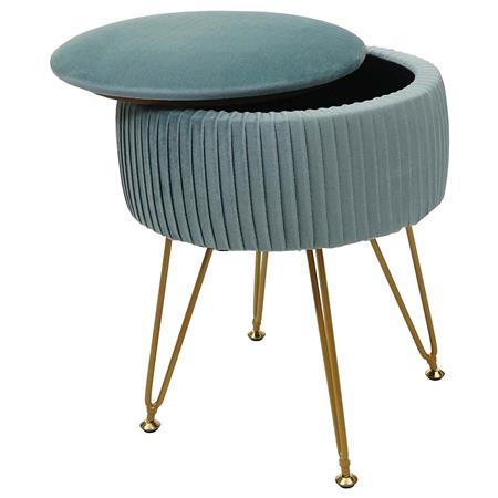 Banco de Trabalho MIKO, Compartimento para objetos, pernas douradas, Pano de cor Verde