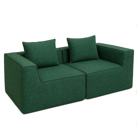Sofá Modular 2 lugares NANUK, Grosso Acolchoado, em Pano de cor Verde