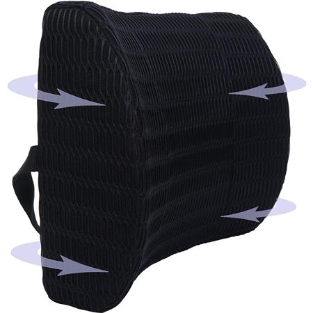 Almofada Lombar DASTI, Espuma Viscoelástca, Cinto, Cor Preto