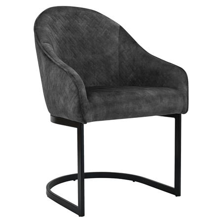 Cadeira de Visita TIKA, Acolchoado Grosso, Estrtura Metálica, em Veludo cor Cinzento Escuro