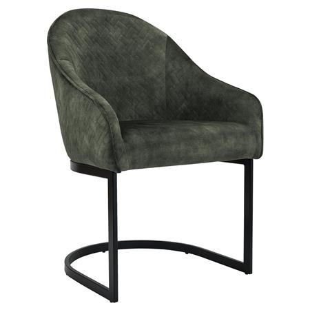Cadeira de Visita TIKA, Acolchoado Grosso, Estrtura Metálica, em Veludo cor Verde Escuro