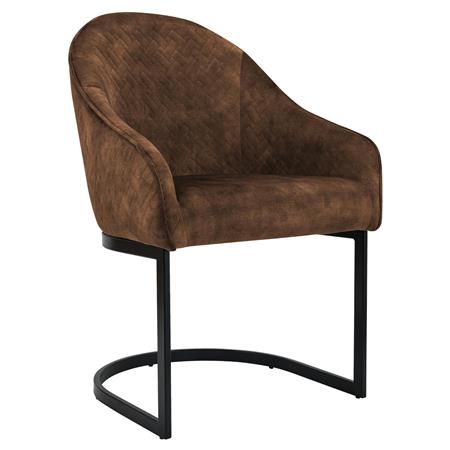 Cadeira de Visita TIKA, Acolchoado Grosso, Estrtura Metálica, em Veludo cor Castanho Claro