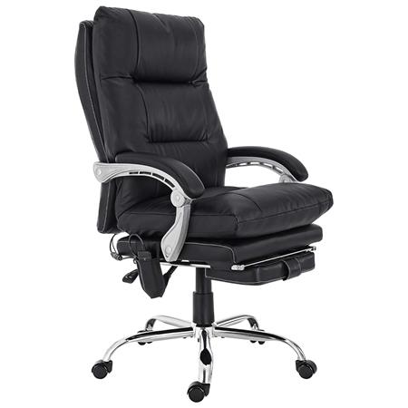 Poltrona de Escritório SARMI, Função de Massagem, Base em Metal, Pele cor Preto