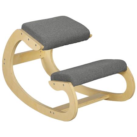 Cadeira Ergonómica de Joelhos YOSI, Estructura de Madeira, Revestida a Pano Cor Cinzento