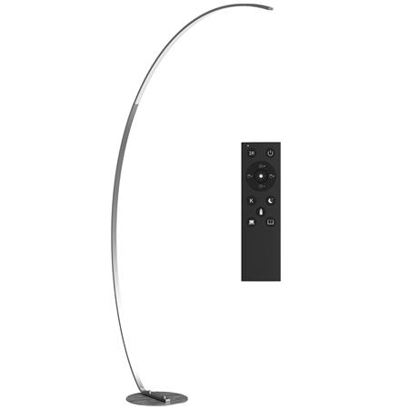 Candeeiro de Escritório LUMINA, Dimensões 120x27x172 cm, Design em Arco, LED Regulável, cor Prateado
