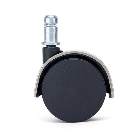 5x Rodas para Cadeira de Escritório COVER 11x50 mm, Acabamento Cromado, para Tapetes e Alcatifa, Cor Prateado