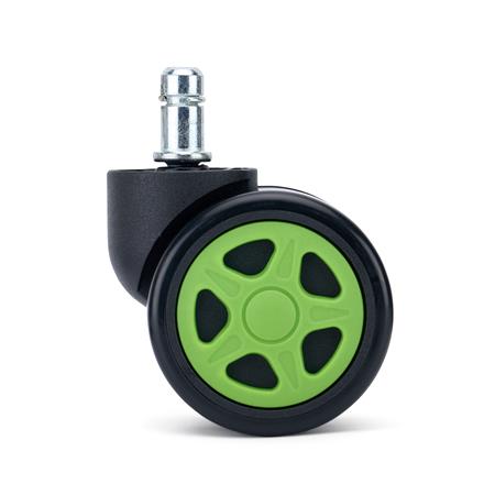 5x Rodas para Cadeiras de Escritório SPEED 11x50 mm, Design Desportivo, Cor Verde