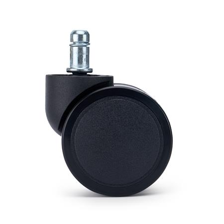 5 Rodas SLIDE para Cadeiras de Escritório 11x50 mm, em Borracha para Pavimentos, Cor Preto