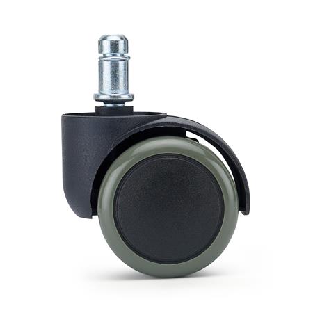 Conjunto de 5 rodas para Cadeiras de Escritório ROLL 11x50 mm, com Travão de Segurança Integrado, Cor Cinzento