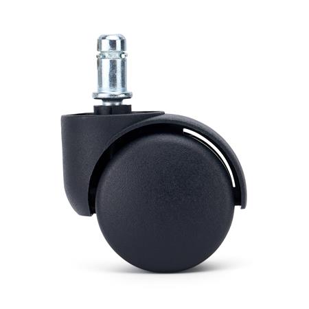 Conjunto de 5 rodas para Cadeiras de Escritório ROLL 11x50 mm, com Travão de Segurança Integrado, Cor Preto