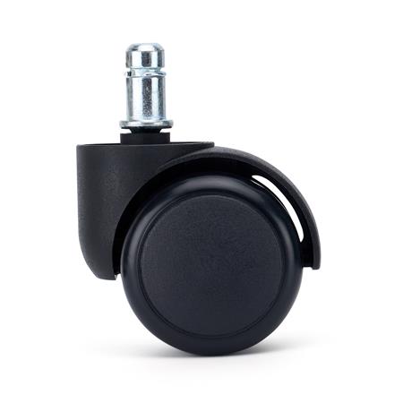 Conjunto de 5 rodas para Cadeiras de Escritório ROLL 11x50 mm, com Travão de Segurança Integrado, Cor Preto