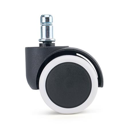 Conjunto de 5 rodas para Cadeiras de Escritório ROLL 11x50 mm, com Travão de Segurança Integrado, Cor Branco