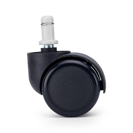 5x Rodas para Cadeiras de Escritório VELO 11x50 mm, Perno em Nylon, Cor Preto