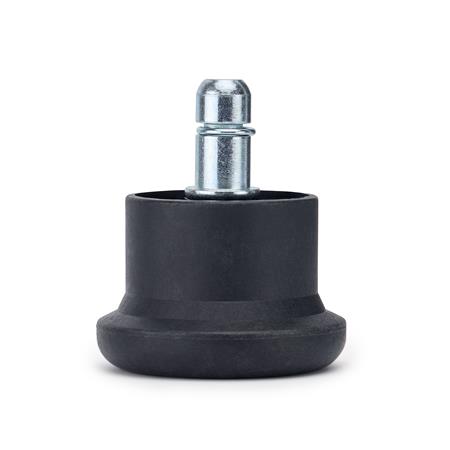 5x Pés para Cadeiras de Escritório PAD 10, Perno de 11 mm, Antideslizantes, Design Compacto, Cor Preto