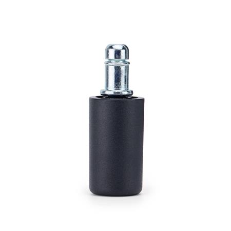 5x Pés para Cadeiras de Escritório PAD 20, Perno de 11 mm, Base Cilíndrica, Cor Preto