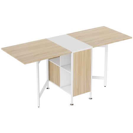 Mesa de Reuniões ALMATY, Dobrável, com 4 Compartimentos, Cor Natural e Branco
