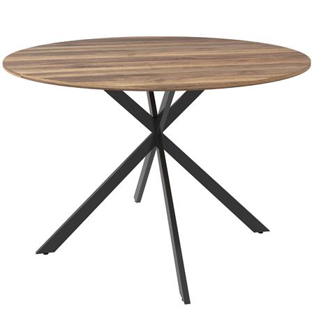 Mesa de Reuniões VENUS, Estilo Industrial, Pernas em Aço e Tampo em Madeira, Cor Castanho Escuro