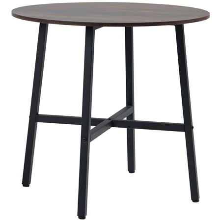 Mesa de Reuniões ROGA, Estilo Elegante, Pernas Pretas e Tampo em Madeira, Cor Castanho Escuro