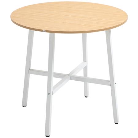Mesa de Reuniões ROGA, Estilo Elegante, Pernas Pretas e Tampo em Madeira, Cor Carvalho