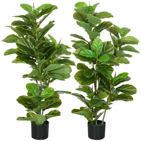 Conjunto de 2 Plantas de Escritório LUSH, Plantas de Figueira com 110 cm de Altura, Cor Verde