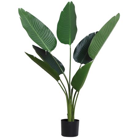 Planta de Escritório CARIBU, Strelitzia com 120 cm de Altura, 7 Folhas e Vaso Incluído, Cor Verde