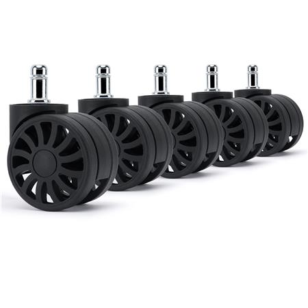Conjunto de 5 Rodas H3 para Cadeiras de Escritório, 11x50 mm, 11x50 mm, Design em Raios, Cor Preto