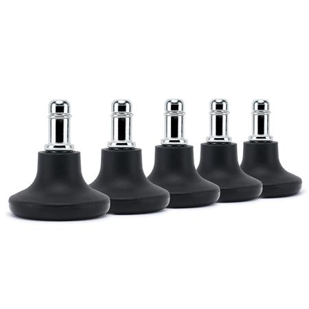 5x Pés para Cadeiras de Escritório H1, Pino de 11 mm, Antiderrapante, Design Compacto