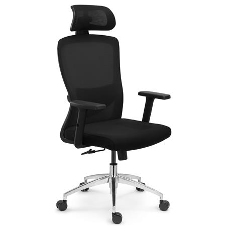 Cadeira de Escritório NOTE MAX, Ergonómica, Apoio Lombar Ajustável, Base Metálica, Malha e Tecido, Cor Preto