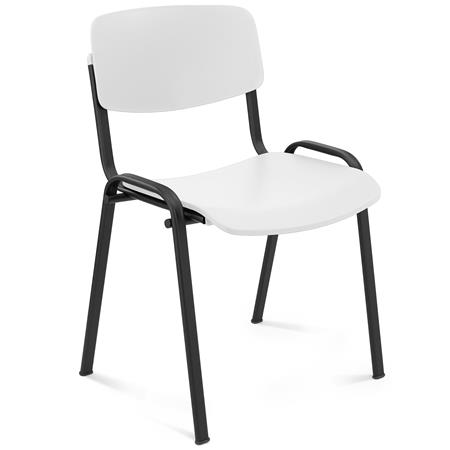 Cadeira de Visita MILKA, Elegante e Versátil, Empilhável, Pernas Pretas, Cor Branco