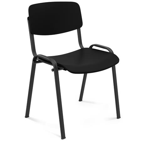 Cadeira de Visita MILKA, Elegante e Versátil, Empilhável, Pernas Pretas, Cor Preto