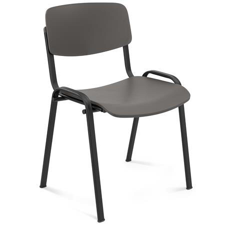 Cadeira de Visita MILKA, Elegante e Versátil, Empilhável, Pernas Pretas, Cor Cinzento