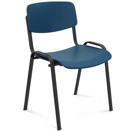 Cadeira de Visita MILKA, Elegante e Versátil, Empilhável, Pernas Pretas, Cor Azul